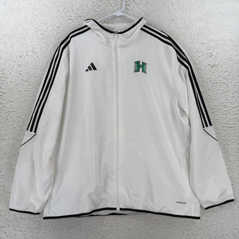 Hawaii Rainbow Warriors Jacket Mens 2XL White NCAA Football Adidas HZ9068 NEW